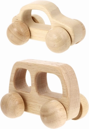 Yardwe 2pcs Wooden Car Push for Grasping Teething Creative Plaything for Crawling and Walking Inertia Design No Batteries Required