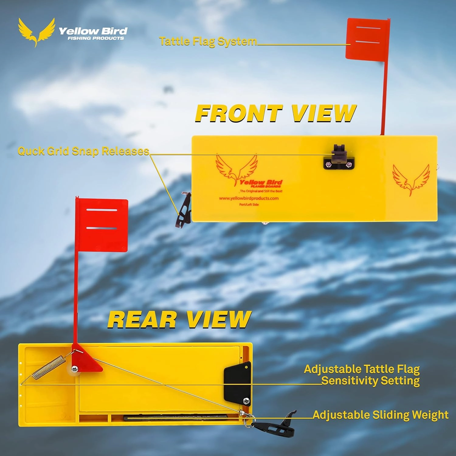 Yellow Bird Planer Board for Fishing - Available in 4 Sizes