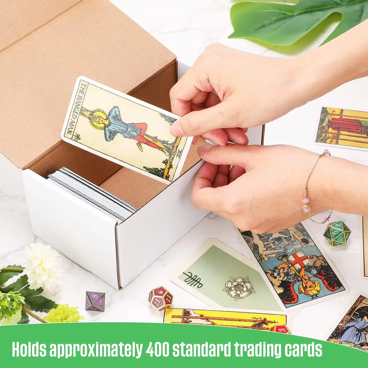 Yexiya 400 Count Trading Card Storage Box Cardboard Baseball Card Storage Box Collectible Cases for Sports Gaming Cardboard Game Collecting Holder Supplies(10 Pcs)