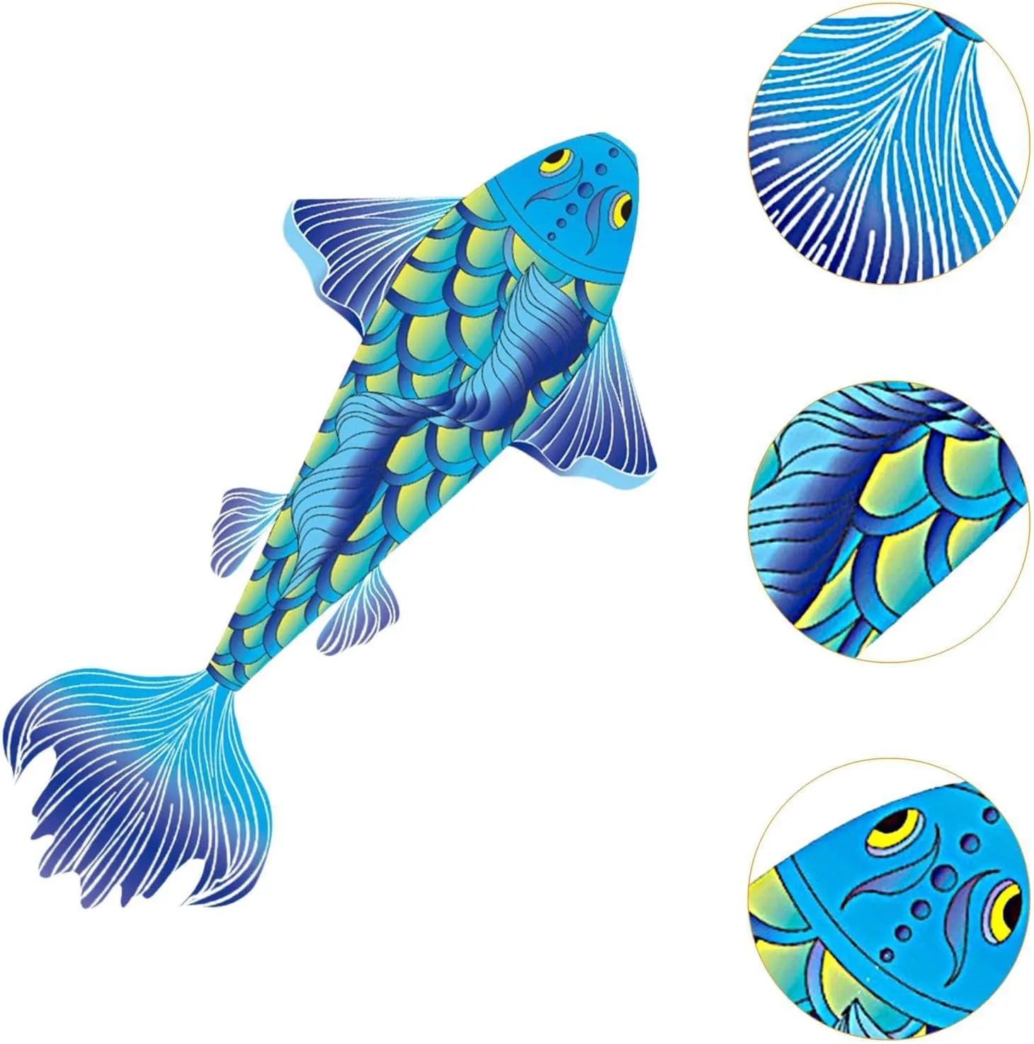 YIJU Koi Kite Carp Kites for Adults Children Game Activity Easy Assembly Fish Kites Easy Flyer Kites for Lawn Backyard Beach Trip