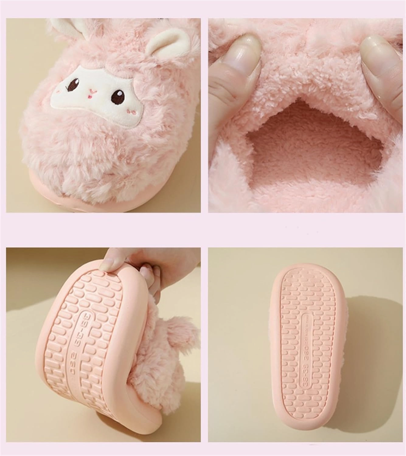 YILANLAN Animal Slippers for Women - Cute Sheep Cozy Winter Plush Soft Adult Home Cotton Slippers