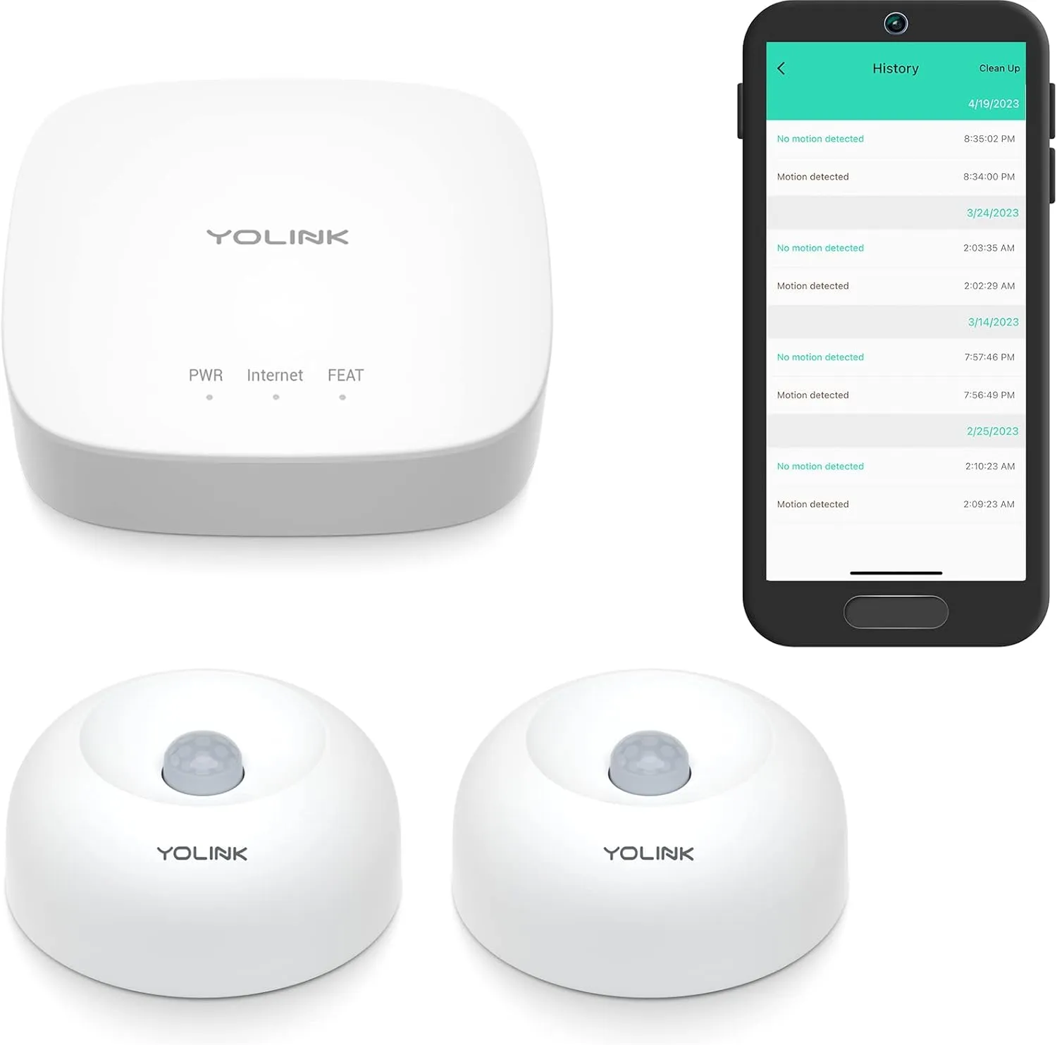 YoLink LoRa 1/4 Wireless Range Smart Motion Sensors, Indoor Motion Detector, Alexa, IFTTT, Home Assistant, Movement Detector App Alerts Remote Monitor, 2 Pack, YoLink Regular Hub Included