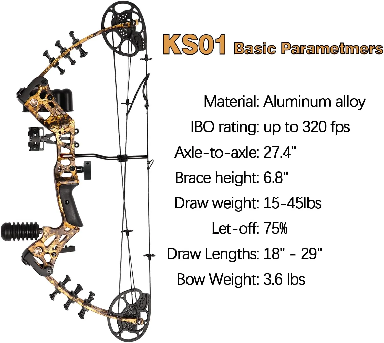 Youth Compound Bow Set 15-45 Lbs for Teens and Beginner, Package with Archery Hunting Equipment, Max Speed 260fps, Adjustable, Right Hand