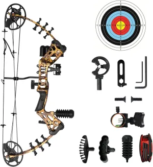 Youth Compound Bow Set 15-45 Lbs for Teens and Beginner, Package with Archery Hunting Equipment, Max Speed 260fps, Adjustable, Right Hand