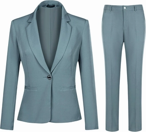 YUNCLOS Women's 2 Piece Office Work Suit Set One Button Blazer and Pants