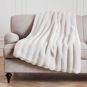 Z Gallerie Oslo Throw Blanket – Soft Faux Fur Decorative Blanket, Luxury Plush Cozy Accent for Sofa, Couch, Bed – White, 50" x 60" Ivory