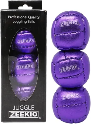 Zeekio Galaxy Juggling Balls - Metallic Series - Premium 12 Panel Genuine Leather Balls - 130g - 67mm - Pack of 3