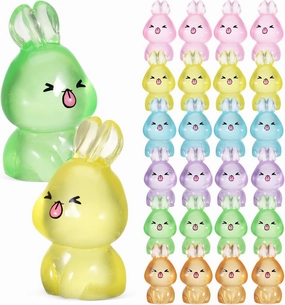 Zerodeko Cute Luminous Rabbit Ornaments 84 Pcs Mini Bunny Rabbit Resin Figurines Decorative Bunnies for Easter Decor