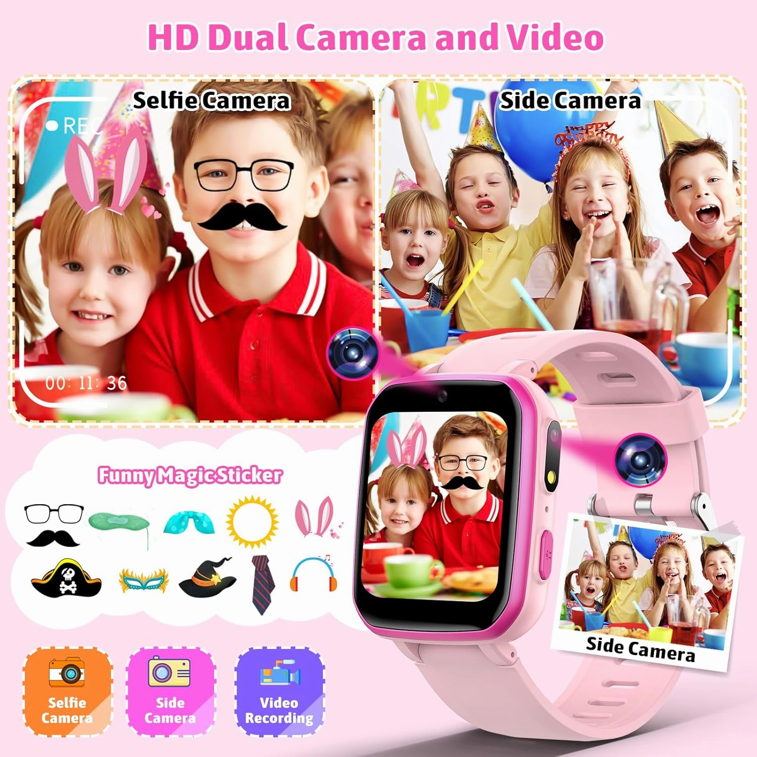 zicor Kids Game Watch Gift with 26 Puzzle Games, Dual Camera, Music Player, Pedometer, Video Recorder, Flashlight, Alarm Clock, Educational Toy for Boys and Girls Age 4-12, Birthday Chritmas Gift