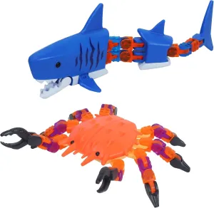 Zing Klixx Creaturez Combo Pack - Ocean Series, Create Stop Motion Animation, Click Fidget Toys for Stress Relief, Great for Kids Ages 4 and Up (Shark   Crab)