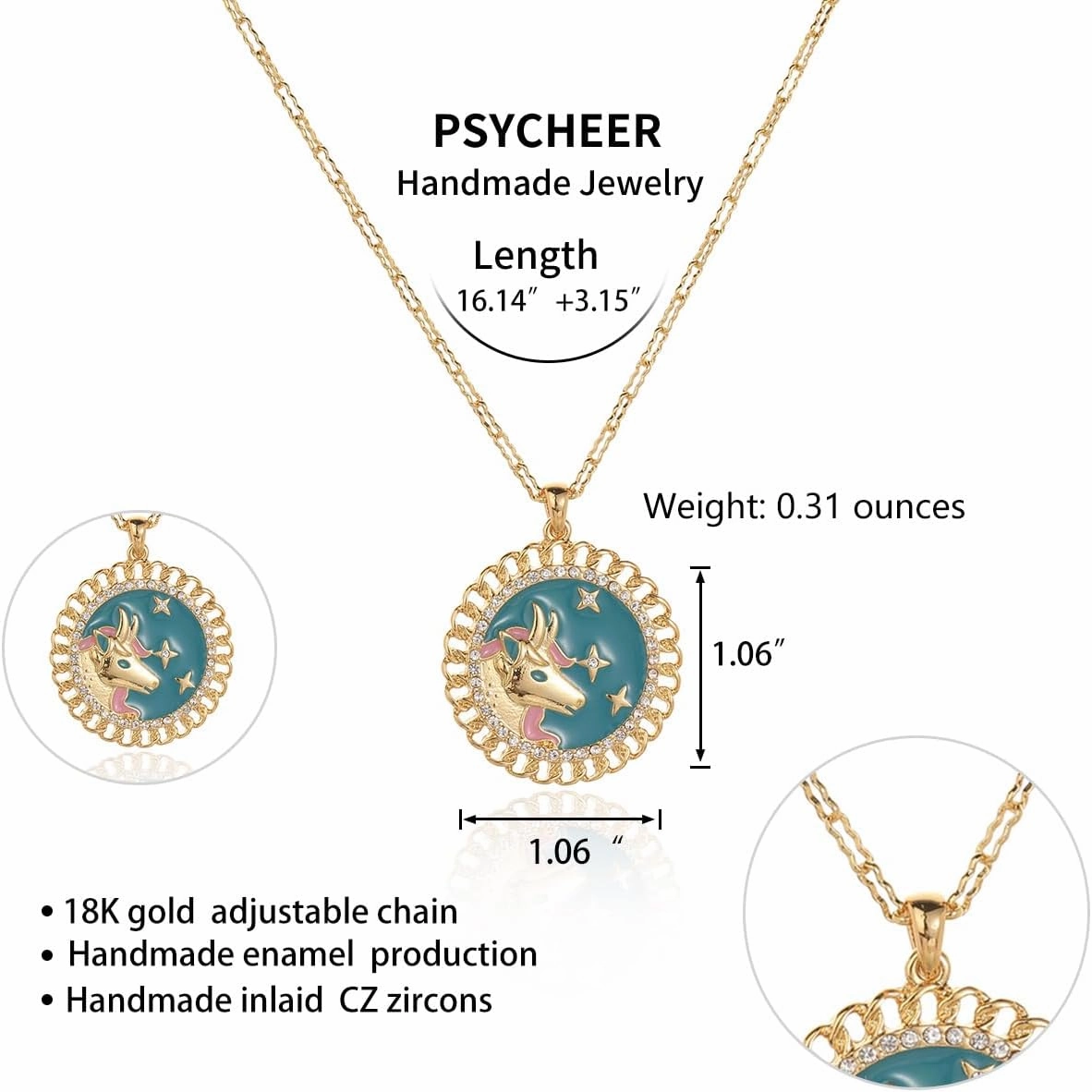 Zodiac Necklace for Women 18K Gold Astrology Jewelry Enamel Constellation Pendant CZ Pearl Jewelry Birthday Gifts for Women,Necklace for Wife Daughter Mom and Sister