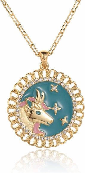 Zodiac Necklace for Women 18K Gold Astrology Jewelry Enamel Constellation Pendant CZ Pearl Jewelry Birthday Gifts for Women,Necklace for Wife Daughter Mom and Sister