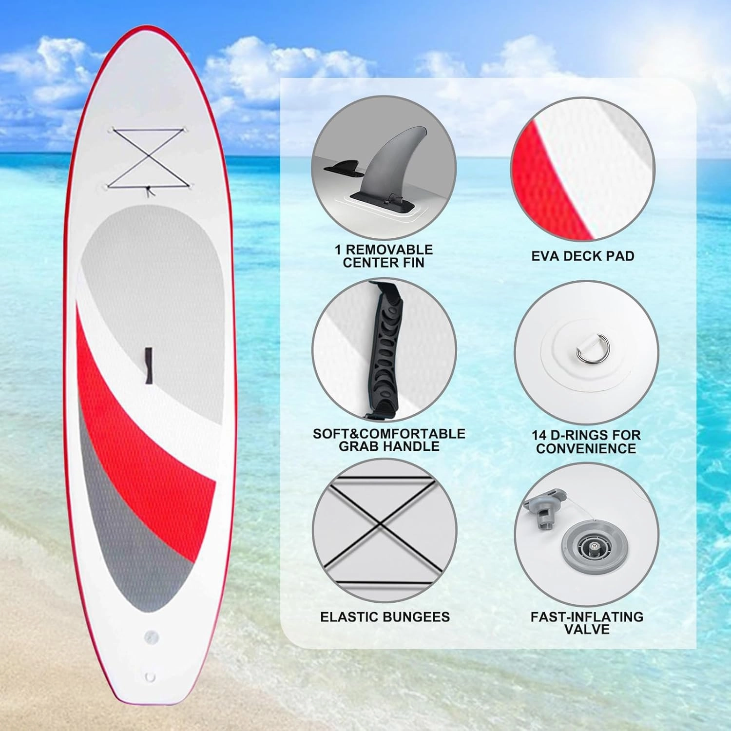 ZONEMEL Inflatable Stand up Paddle Board, 10' Paddleboard SUP with All Accessories, Wide Stance, Non-Slip Deck Standing Boat for Youth & Adult