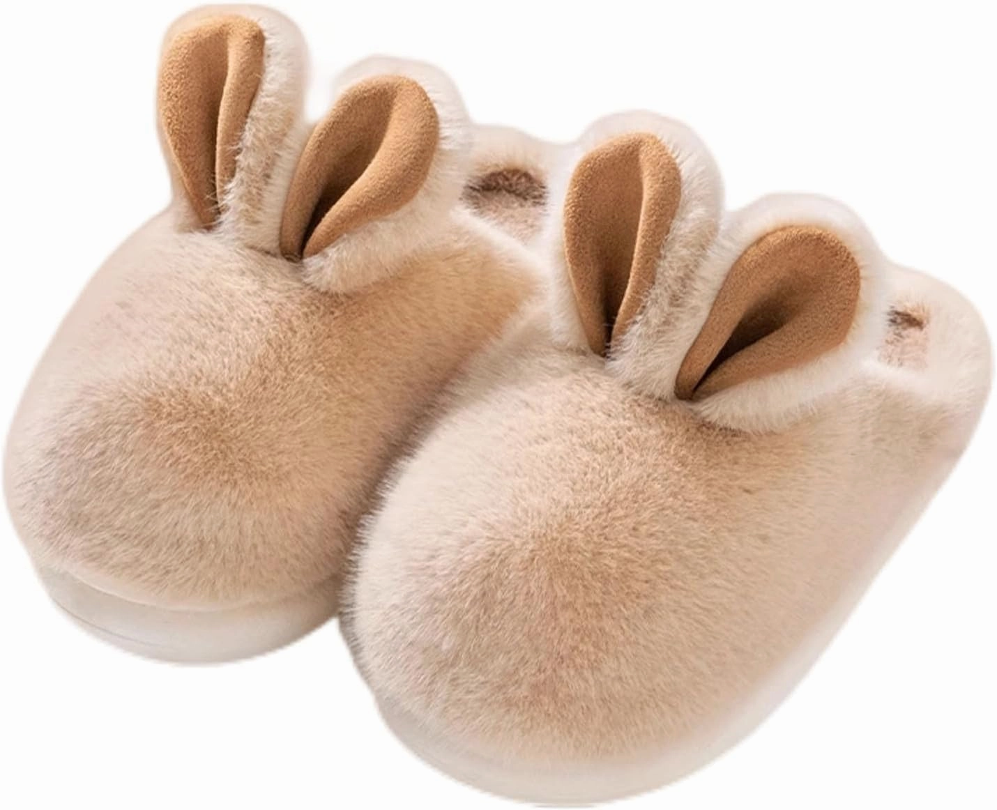 Zureto Cut Bunny Ear Women's Fuzzy House Memory Foam Slippers, Cute Furry Faux Fur Lined Bedroom Shoes, Cozy Indoor Shoes