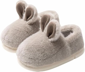 Zureto Cut Bunny Ear Women's Fuzzy House Memory Foam Slippers, Cute Furry Faux Fur Lined Bedroom Shoes, Cozy Indoor Shoes